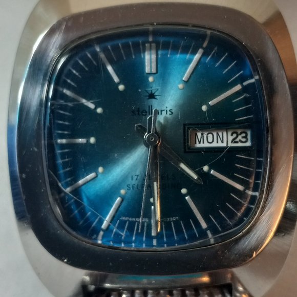 M627 Vintage Stellaris Japan Water Resistant Men Vtg Stellaris Men\'s Self Winding Watch